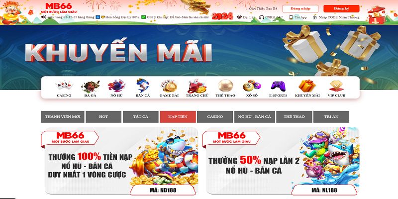 Khuyến Mãi MB66 - Ưu Đãi Ngập Tràn Với Ngàn Quà Khủng 1 Khuyến mãi MB66 với giao dịch nạp tiền sở hữu nhiều giá trị khủng