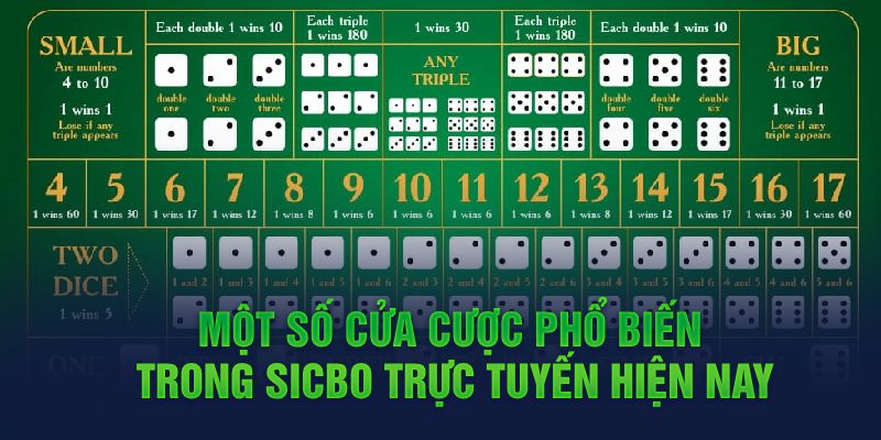 Game Sicbo Online - Trò Chơi Thu Hút Top 1 Trên Thế Giới 3 Một số cửa cược phổ biến trong Sicbo trực tuyến hiện nay